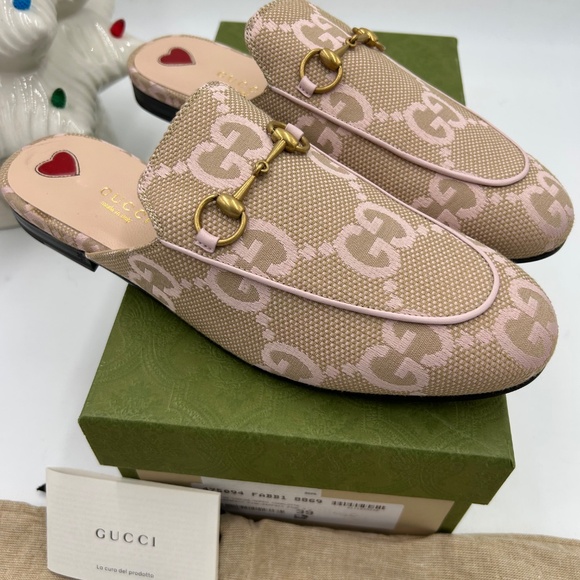Women’s Gucci Princetown slipper in jumbo GG Carmel canvas size 39 made in Italy - Picture 2 of 8